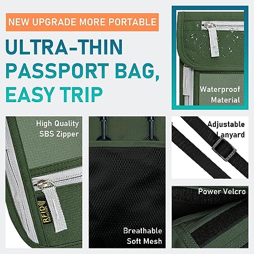 Travel Neck Wallet, RFID Blocking Passport Holder with Adjustable Neck Strap for Men and Women to Keep Cash, Credit Cards and Travel Documents Safe - B - color: ColorB