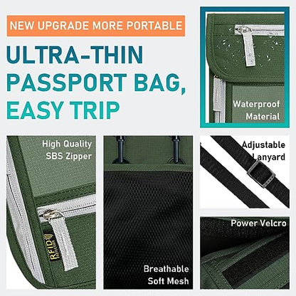 Travel Neck Wallet, RFID Blocking Passport Holder with Adjustable Neck Strap for Men and Women to Keep Cash, Credit Cards and Travel Documents Safe - B - color: ColorB