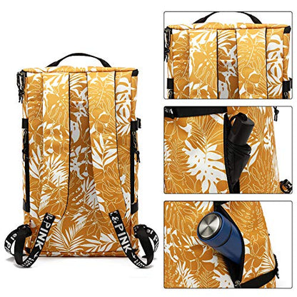 Kalesi Gym Duffle Bag Backpack 4-Way Waterproof with Shoes Compartment for travel Sport Hiking laptop (Mustard yellow) - color: Mustard Yellow
