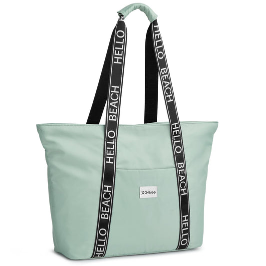 G4Free Beach Bag, Waterproof Beach Bags for Women, Personalized Strap Tote Bag for Women Birthday Gifts - color: Green
