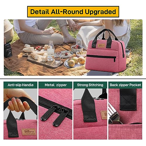 HOMESPON Insulated Lunch Bag for Women Men Lunch Box Cooler Lunch Tote for Work Picnic (Rose) - color: Rose