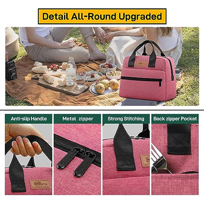 HOMESPON Insulated Lunch Bag for Women Men Lunch Box Cooler Lunch Tote for Work Picnic (Rose) - color: Rose