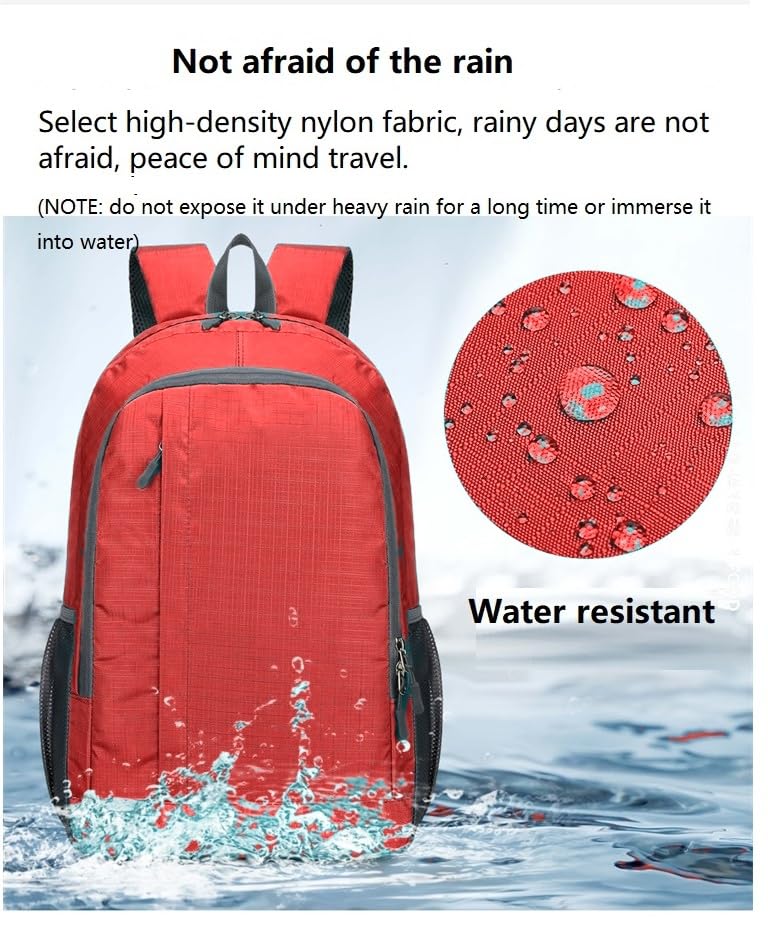 Ultra Lightweight-Packable-Hiking-Backpack Foldable Travel Camping Daypack Casual Outdoor Water-resistant 25L Bags (Red) - color: Red