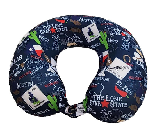 Wolf Essentials Adult Soft Memory Foam 12 x 13-inch Travel Neck Pillow, Compact, Perfect for Plane or Car, Texas - style: Texas