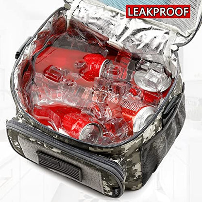 FlowFly Tactical Lunch Bag Large Insulated Lunch Box Cooler Tote for Men, Women with MOLLE/PALS Webbing (Digital#Camo, Medium) - color: Digital#Camo, size: Medium