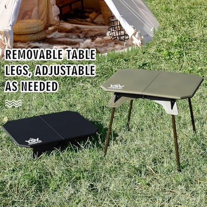 Ultralight Folding Camping Table - 2 Height Adjustable Portable Outdoor Picnic Beach Desk with Carry Bag,Compact for Backpacking,Camp,Travel,Patio - color: Black
