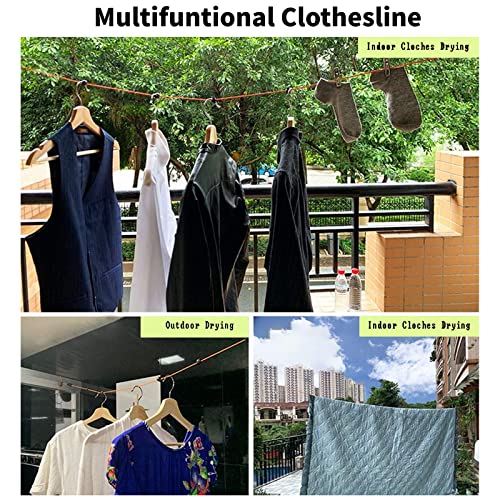 Camping Retractable Clothesline,Adjustable 32ft/10M Camping Clothesline,Portable Travel Clothesline,Outdoor Washing line,Drying Line with 10 Windproof Clothespins