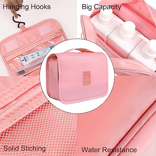 Hanging Travel Toiletry Bag for Women, Hanging Toiletry Bag with Multi-Pockets, Toiletry Bag for Traveling Easy Clean, Travel Organizer Pink - color: PInk