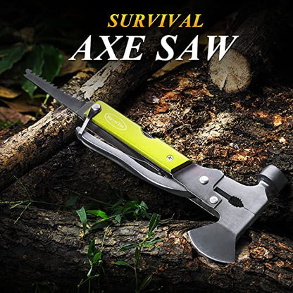 Christmas Gifts for Men Dad, RoverTac Multitool Axe for Mens Gifts, Gifts for Dad Husband Dad Boyfriend, Christmas Gifts Mens Stocking Stuffers-14 in 1 Multi Tool Axe Hatchet - color: Green