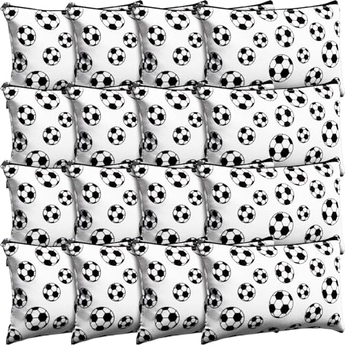 Eccliy 20 Pcs Soccer Makeup Bags Bulk Sport Team Gifts Soccer Cosmetic Bag Accessories for Women Toiletry Zipper Pouch Travel Canvas Gifts Stuff for Party Team Players Lover - size: 8 x 5 Inch, style: Soccer