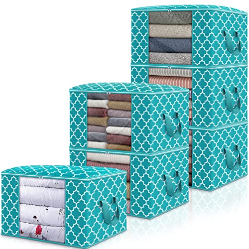 WISELIFE Storage Bags 100L [6 Pack] Large Blanket Clothes Organization and Storage Containers for Bedding, Comforters, Foldable Organizer with Reinforced Handle, Clear Window, Sturdy Zippers, Green - color: Green, size: 6 x 100L