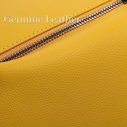 Bveyzi Ultra Slim Thin Leather RFID Blocking Credit Card Holder Bifold Clutch Wallets for Women - color: Yellow