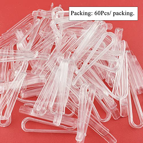 HAHIYO 2.2inch/55mm 60Pcs Clear Plastic U Shape Alligator Clip, Clothespin Fabric Clip Garment Shirt Folding Clip Toothless for Sewing Room Folding Sock Tie Pant Securing Fabric to Comic Book Board - size: Clear - 2.2 inches - 60 Count - Toothless