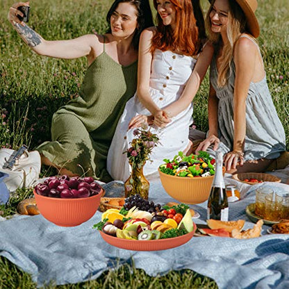 48 Pcs Dinnerware Sets, Unbreakable Plates and Bowls Sets, Reusable Dinnerware Sets for 4 People, Travel Camping Picnic Home Party Cutlery Set, Dishwasher Microwave Safe Dishes - color: Colorful, style: 48PCS
