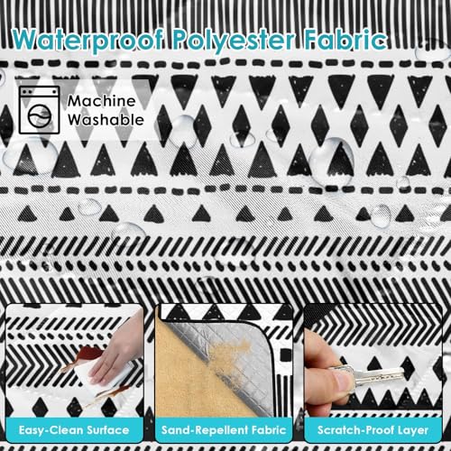 Waterproof Picnic Outdoor Blanket, 79" x 59" Sandproof Foldable Large Picnic Blanket for Beach, Camping, Park, Travel, Concert, Great Gift for Families and Couples (Simple Lines) - color: Simple Lines 01