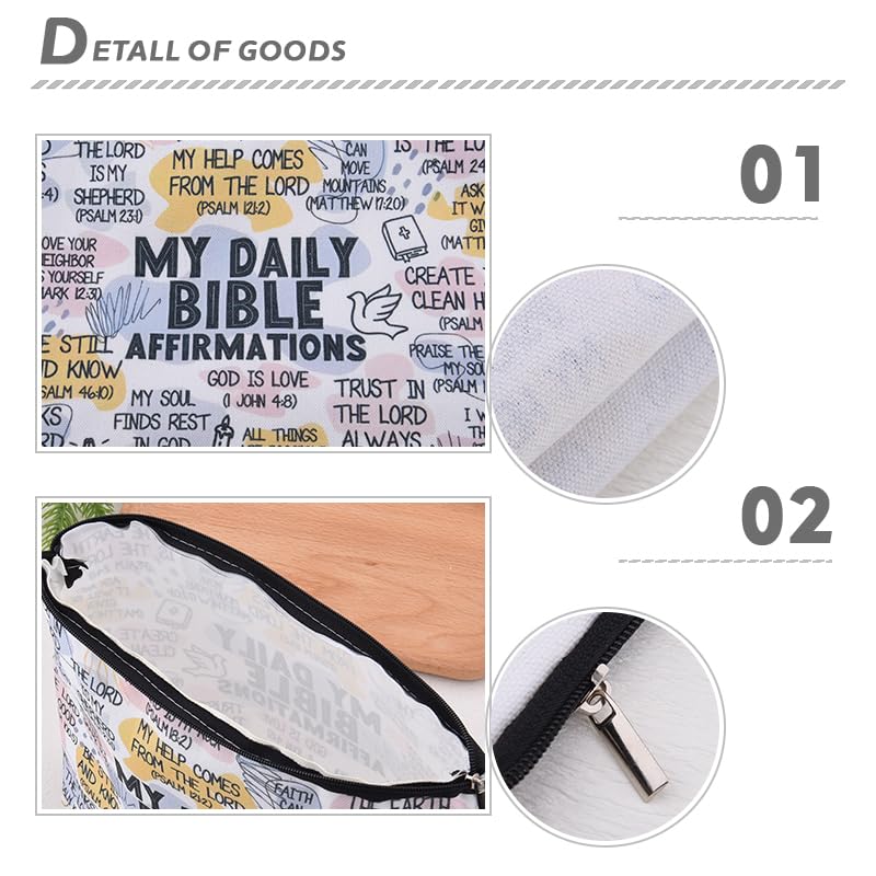 Motivational Christian Bible Verse Gifts for Women Girls Inspirational Makeup Cosmetic Bag Religious Confirmation Baptism Gifts for Christian Affirmation Scripture Toiletry Skincare Bags - color: Daily Bible