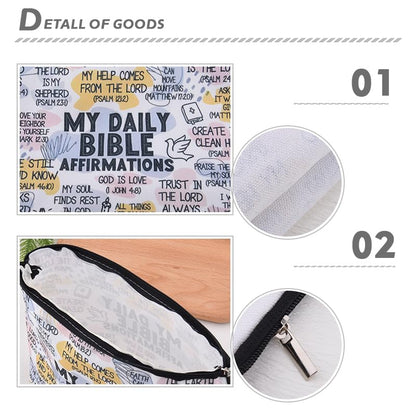 Motivational Christian Bible Verse Gifts for Women Girls Inspirational Makeup Cosmetic Bag Religious Confirmation Baptism Gifts for Christian Affirmation Scripture Toiletry Skincare Bags - color: Daily Bible
