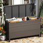 Wicker Deck Box, 125 Gallon All-Weather Outdoor Storage Box, Rattan Storage Bin for Patio Furniture, Outdoor Cushions, Pool Storage and Garden Tools, Brown