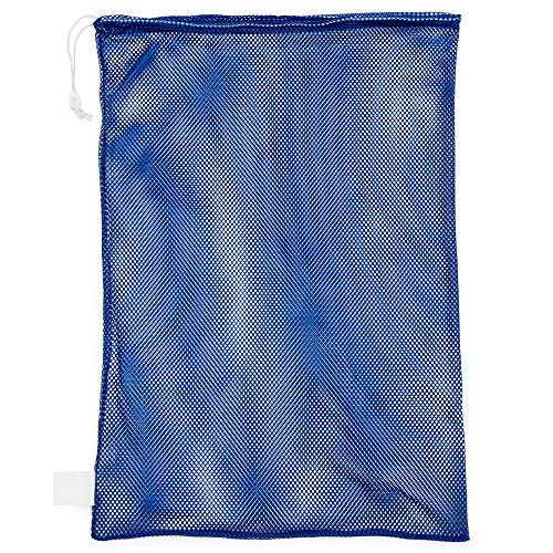 Champion Sports Mesh Equipment Bag – Heavy-Duty Nylon Drawstring Bag with Lock & ID Tag, Breathable Storage Sack for Balls, Swim Gear, Laundry & Toys, Multiple Sizes & Colors - color: Blue, size: 24" x 36"