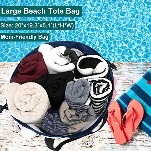 JIANYA Beach Bag Women Waterproof Sandproof Beach Tote Bags with Cooler Top Zipper Large Totes for Pool Travel Daily - color: Black Stripes