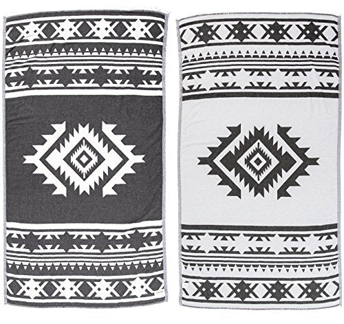 Bersuse 100% Cotton Cozumel Turkish Towel Beach Towel Bath Towel Dual Layer Peshtemal Beach Blanket Beach Essentials - 39x71 Inches, Black - color: Black3