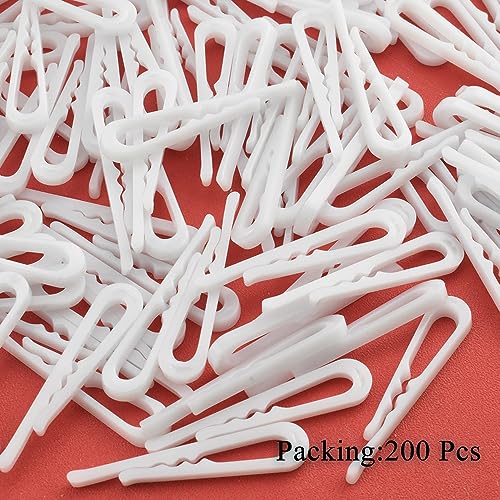 HAHIYO 1.5in/38mm 200Pcs White Plastic U-Shape Alligator Clips - Fabric Clothespins with Teeth for Sewing, Folding, Securing Fabric, Cloth, Sock, Pant - size: White - 1.5 inches - 200 Count - With Teeth