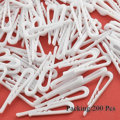 HAHIYO 1.5in/38mm 200Pcs White Plastic U-Shape Alligator Clips - Fabric Clothespins with Teeth for Sewing, Folding, Securing Fabric, Cloth, Sock, Pant - size: White - 1.5 inches - 200 Count - With Teeth