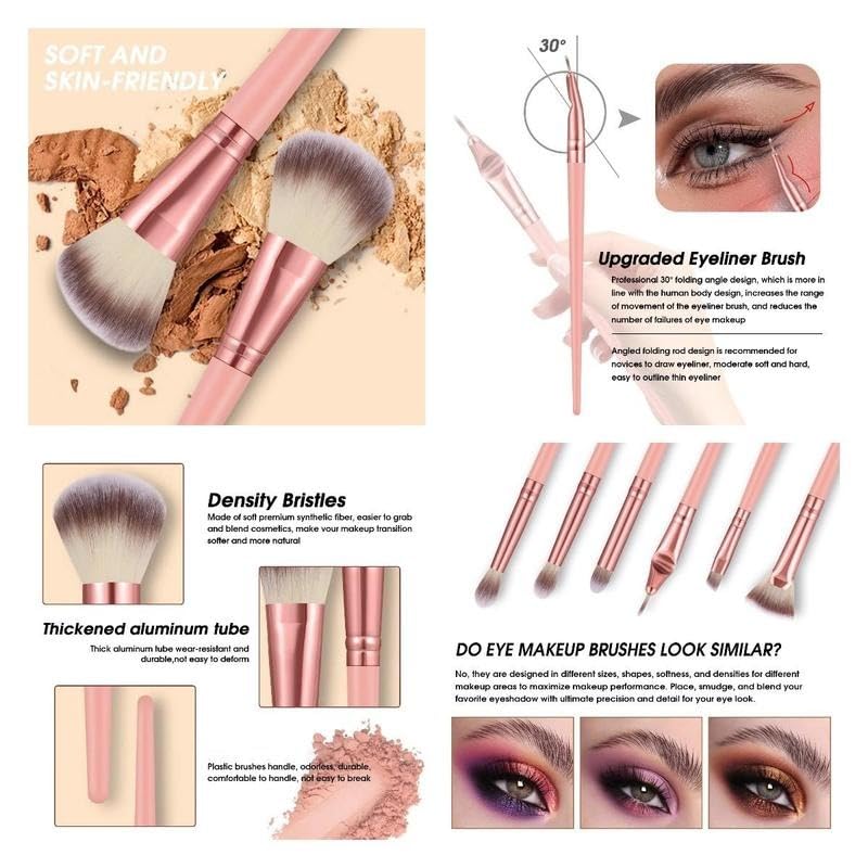 HGHDBT 70Pcs Pink Makeup Brushes Set Professional Makeup Kit Multi-functional Makeup Tool Set with Case Facial Makeup Accessories, Foundation Makeup Brush Kit Eye and Face Make up Brushes & Tools - color: Pink