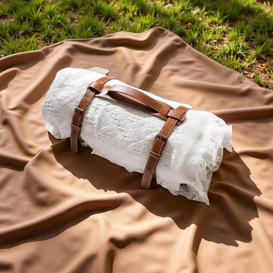 2-in-1 White Picnic Blanket, Extra-Large Waterproof Picnic Mat,Outdoor Blanket for Camping, Beach, Park,Portable Double-Layer Design (71"x71",T-Grid) - color: White-t-gird