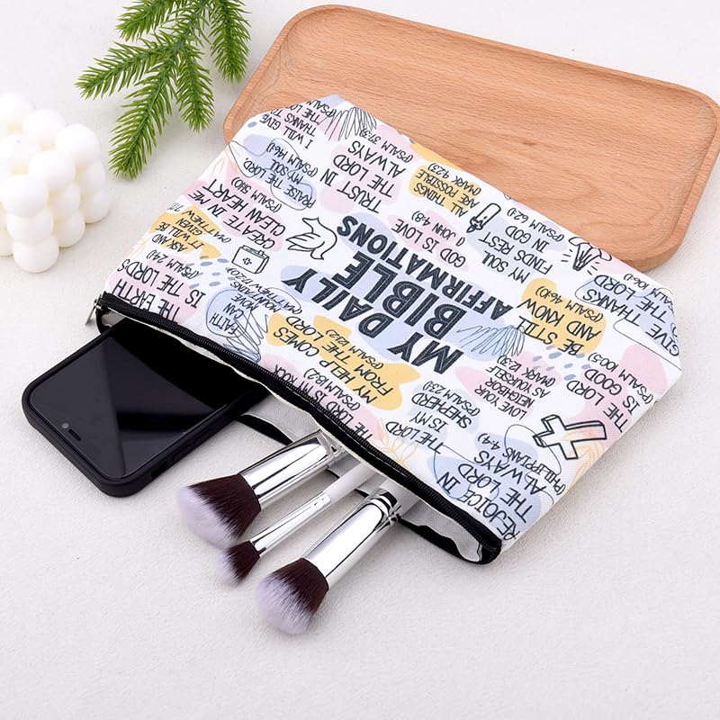 Motivational Christian Bible Verse Gifts for Women Girls Inspirational Makeup Cosmetic Bag Religious Confirmation Baptism Gifts for Christian Affirmation Scripture Toiletry Skincare Bags - color: Daily Bible