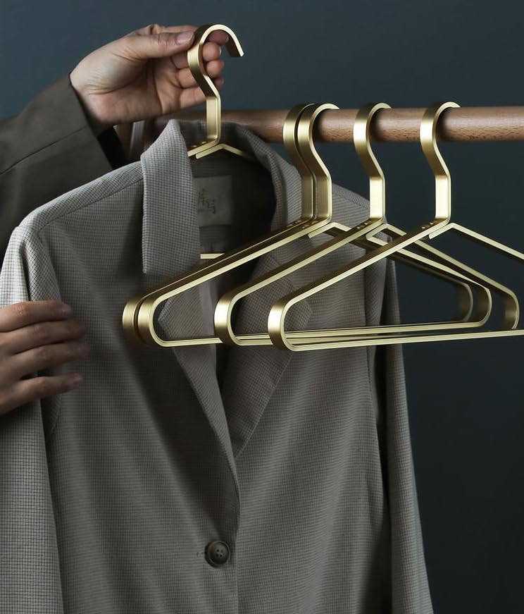 Premium Matte Gold Aluminum Coat Hangers 90 Piece Set, 16.5” Extra Smooth & Durable Metal Shirt Dress Hanger,Aluminum Alloy Hanger,Clothing Support,Clothing Hang - style: Golden Thick Hanger（90）