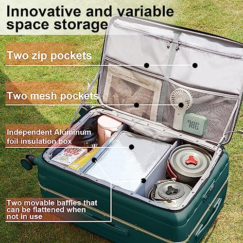 Hanke Multifunctional 26 Inch Hard Shell Suitcases with Wheels Travel Approved Luggage Large Rolling Suitcase Checked Luggage for Women Men(Blackish Green) - color: Blackish Green, size: Multifunctional Checked 26 Inch