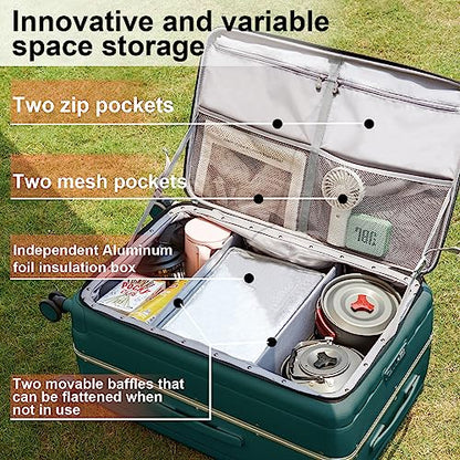 Hanke Multifunctional 26 Inch Hard Shell Suitcases with Wheels Travel Approved Luggage Large Rolling Suitcase Checked Luggage for Women Men(Blackish Green) - color: Blackish Green, size: Multifunctional Checked 26 Inch