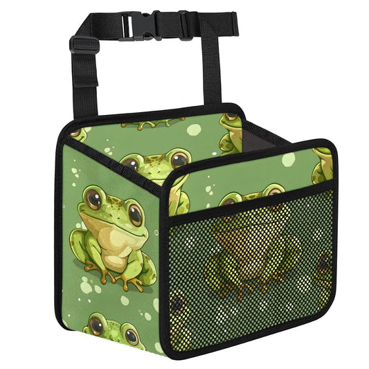 Car Backseat Organizer, PU Leather Back of Seat Cars Hanging Organizer with Pockets Leakproof Car Garbage Bag Hanging Cars Seat Storage Box Travel Accessories Foldable (Green Frog) - color: Green Frog