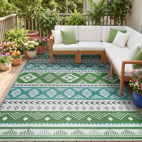 famibay Outdoor Rug Reversible Portable Plastic Straw Camping Rugs, Large Waterproof Outdoor Area Rugs for Patio, RV, Backyard, Deck, Balcony, Picnic, Beach 8x10 Blue - color: Blue, size: 8' x 10' (Rectangular)