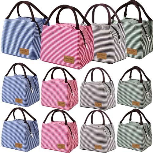 Lunch Bag Insulated Lunch Box Small Cooler Bags Portable Bento Bags Reusable Lunch Tote Bag Lunch Holder Lunch Box Bag for Work Picnic Outdoor (12 PCS) - color: 12PCS