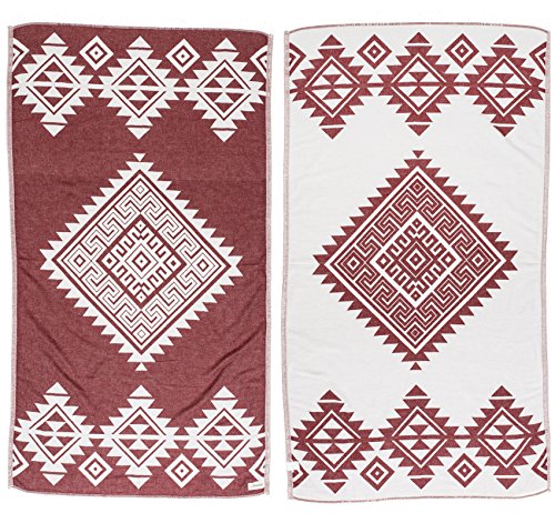 Bersuse 100% Cotton Yucatan Turkish Towel - 39x71 Inches, Burgundy - color: Burgundy
