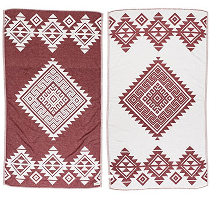 Bersuse 100% Cotton Yucatan Turkish Towel - 39x71 Inches, Burgundy - color: Burgundy