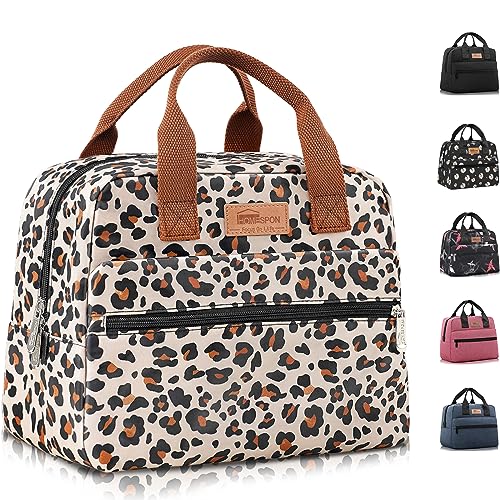 HOMESPON Insulated Lunch Bag for Women Men Lunch Box Cooler Lunch Tote for Work Picnic (Leopard Print) - color: Leopard Print
