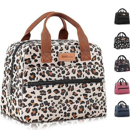 HOMESPON Insulated Lunch Bag for Women Men Lunch Box Cooler Lunch Tote for Work Picnic (Leopard Print) - color: Leopard Print