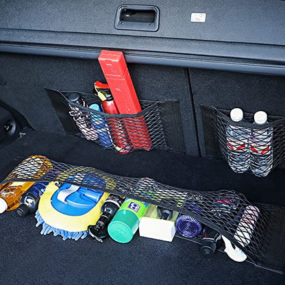 2pcs Cargo Net Car Storage Net - Stretchable Mesh Pocket Net Magic Tape Universal Mesh Car Accessories Interior Organizer (M) - size: M-15.7 x 9.8Inch(40 x25cm)