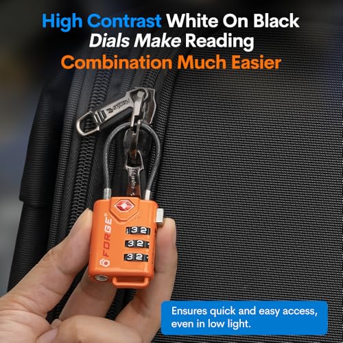 TSA Approved Cable Luggage Locks, Re-settable Combination with Alloy Body, Orange 4 Locks. - color: Orange 4 Pack