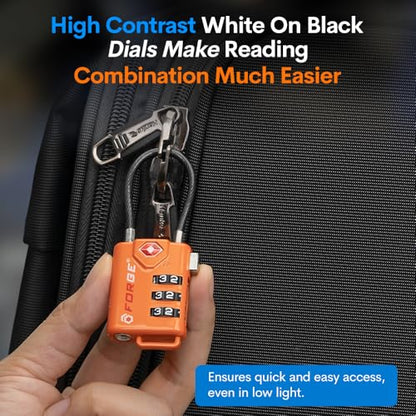 TSA Approved Cable Luggage Locks, Re-settable Combination with Alloy Body, Orange 4 Locks. - color: Orange 4 Pack