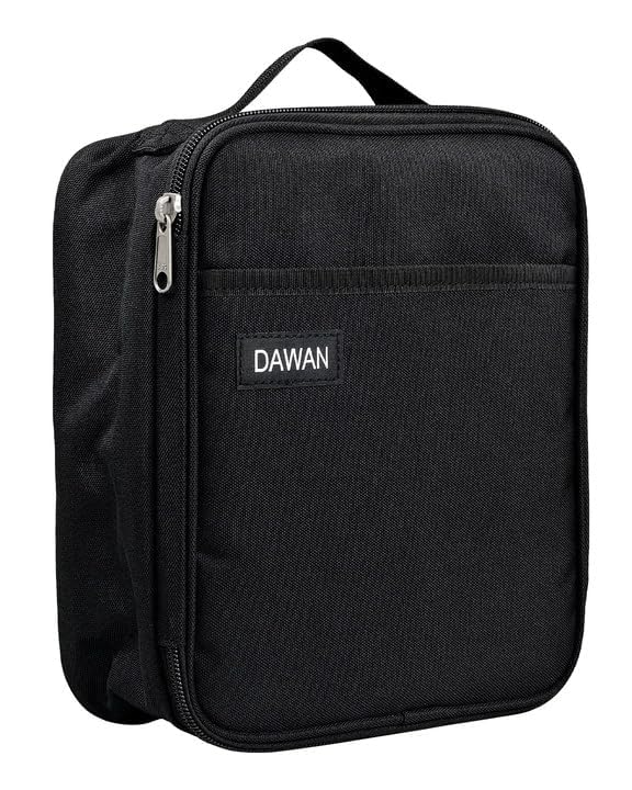 DAWAN freezable Insulated lunch bag,Built in detachable ice pack, Black, Insulated Cooler Tote with Handle for men or women, Keeps food cold or hot 8 to 10 hours, Meal Prep for Work Picnic golf