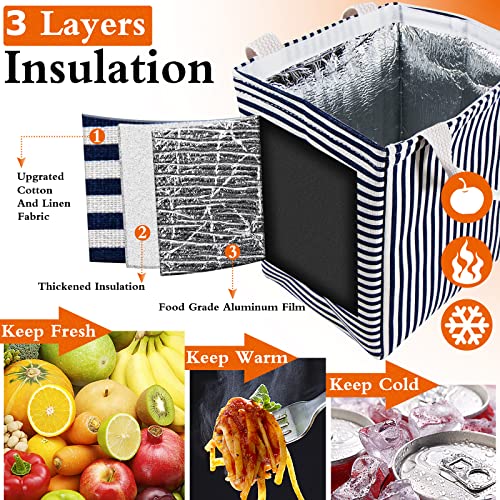 Lunch Bag Insulated Lunch Box for Women Men,Reusable Adult Lunch Tote Bags for Work or Travel (Striped Blue) - color: Striped Blue