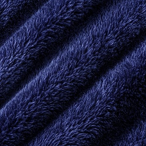 Berkshire Blanket Classic Extra-Fluffy™ Plush Blanket King Size, Soft Fuzzy Fluffy Long Hair Blanket for Couch Sofa Bed, Atlantis Dark Blue, 90x108 Inches - color: Atlantis Blue, size: King/Cal King