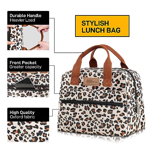 HOMESPON Insulated Lunch Bag for Women Men Lunch Box Cooler Lunch Tote for Work Picnic (Leopard Print) - color: Leopard Print