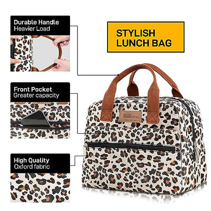 HOMESPON Insulated Lunch Bag for Women Men Lunch Box Cooler Lunch Tote for Work Picnic (Leopard Print) - color: Leopard Print