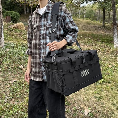 Tactical Camping Storage Bag 28L Tactical Utility Tote Bag Camping Cookware Organizer Trunk Organizer - color: Black