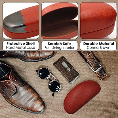 MyEyeglassCase Hard Sunglasses case - Women Glasses Case Holder - Large Durable Eyeglass Case Hard Shell with Pouch & Cloth - color: As113 Brown